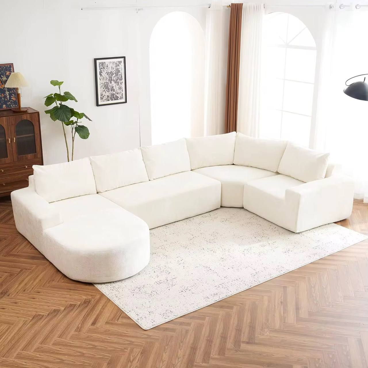 The Velura Minimalist U-Shaped Modular Velvet Sectional Sofa