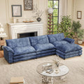 The Varenzo Blue L-Sectional Sofa