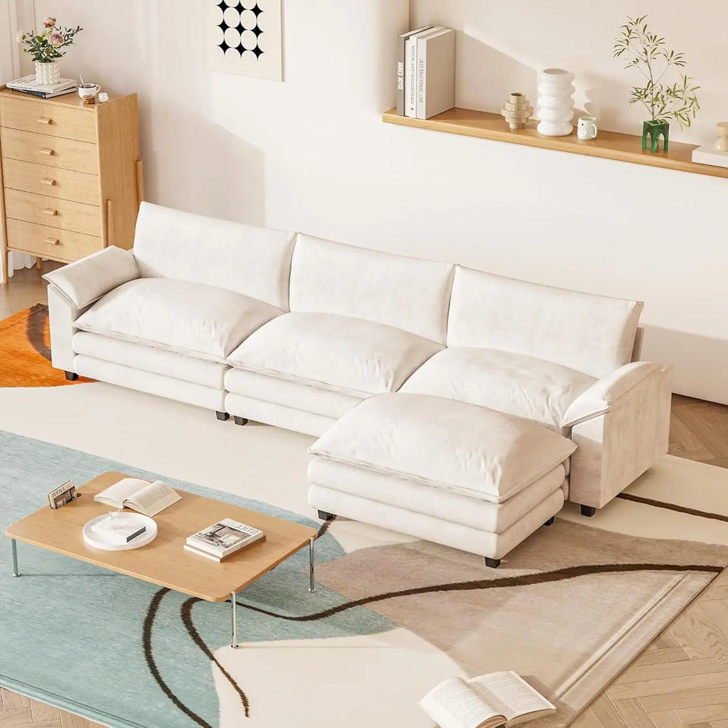 The Varenzo White L-Sectional Sofa
