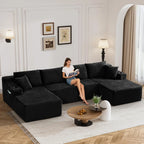 The Avrion Black U-Shaped Sectional Sofa