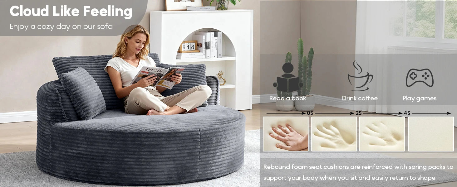 The Rovalto Grey Circle Lounge Couch