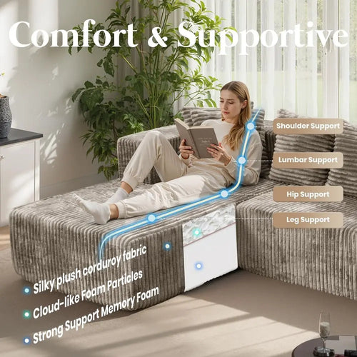 The Arkena Taupe U-Shaped Sectional Sofa