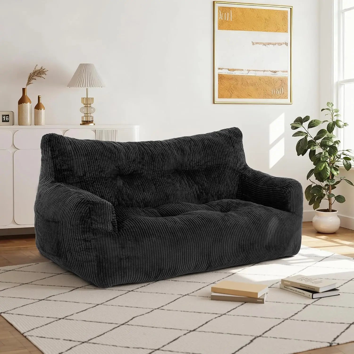 The Vortan Black Deep Seat Boneless Sofa