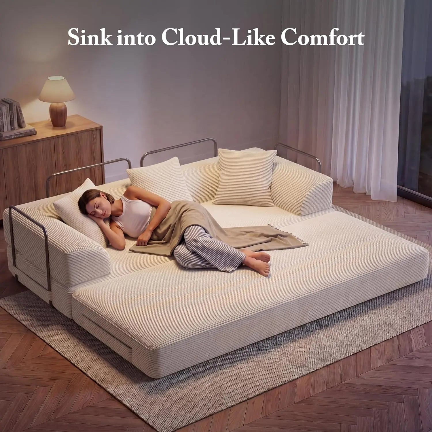 The Alviero Beige Sleeper Couch