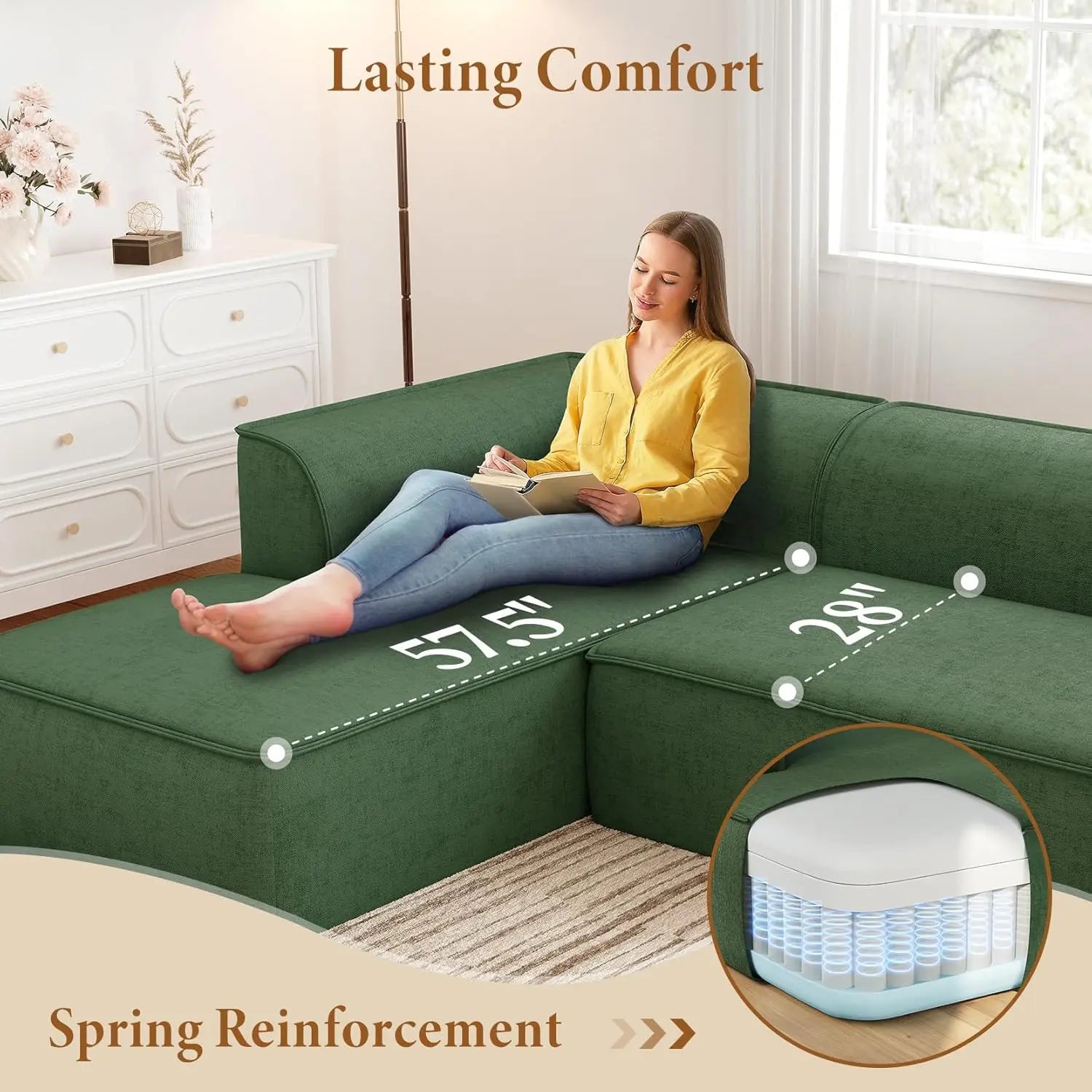 The Vellano Ivory L-Shaped Cloud Couch