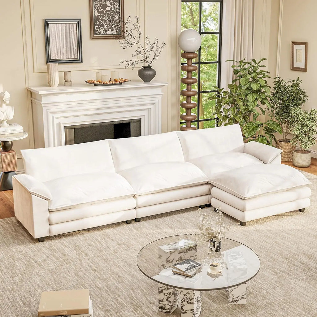 The Varenzo White L-Sectional Sofa