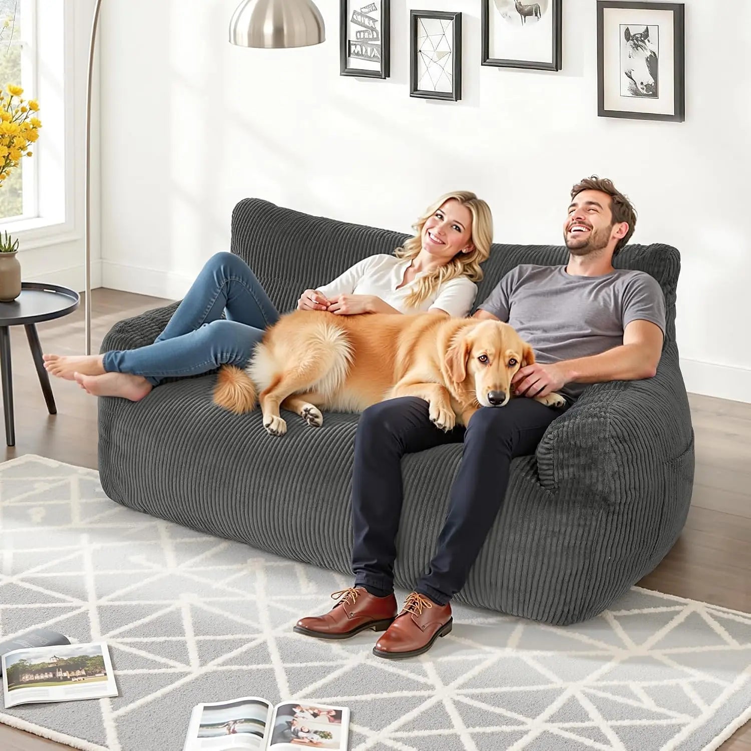 The Vortan Grey Deep Seat Boneless Sofa