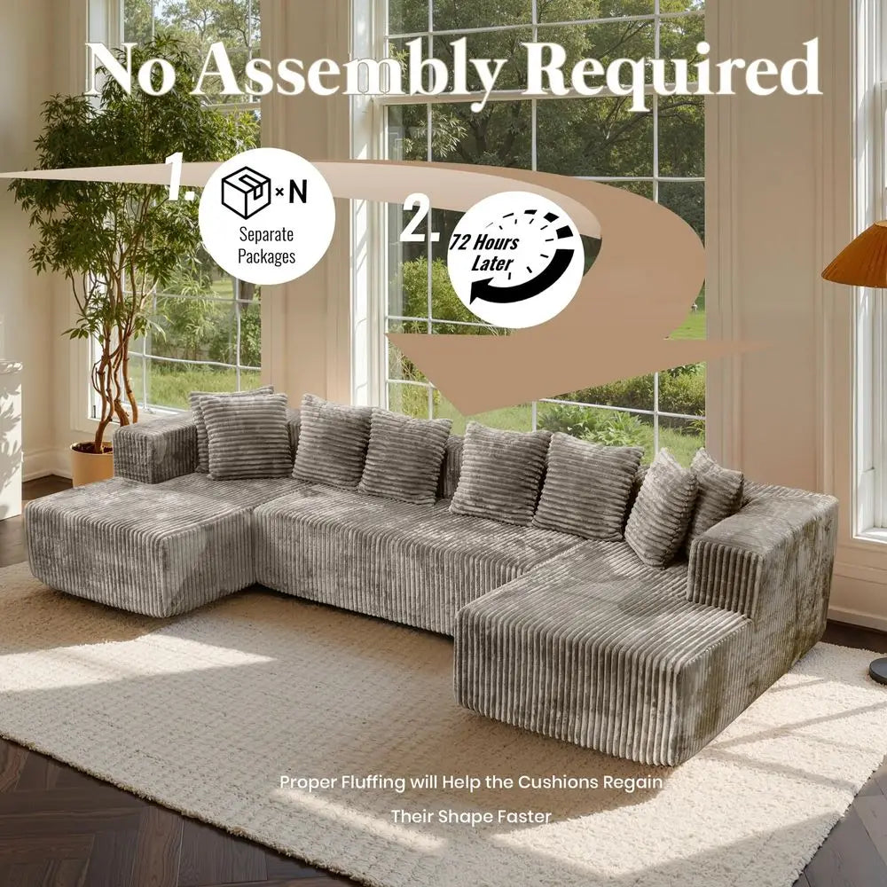 The Arkena Taupe U-Shaped Sectional Sofa