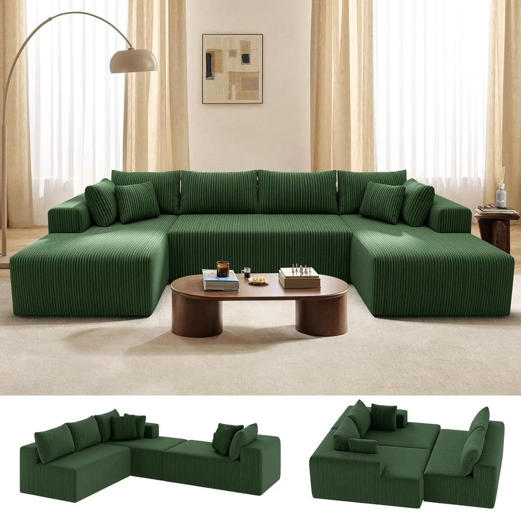 The Dravelle Green U-Shaped Sectional Sofa