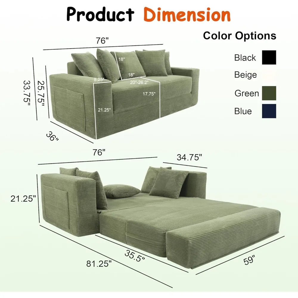 The Velaro Beige Convertible Sofa Bed