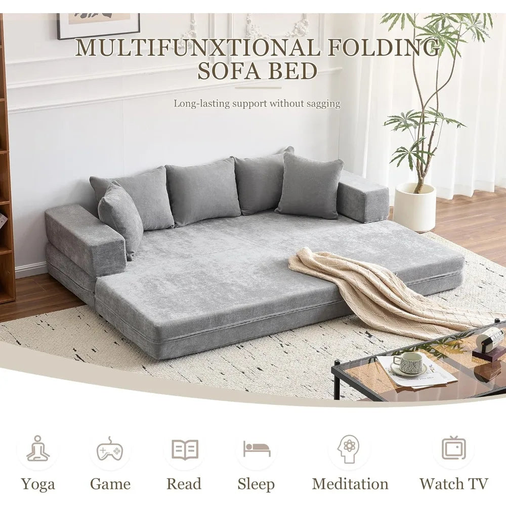 The Ashvane Grey Convertible Sleeper Couch