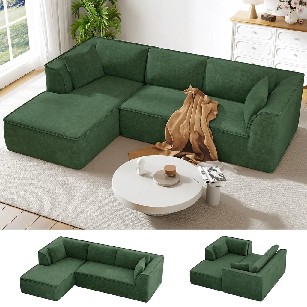 The Vellano Green L-Shaped Cloud Couch