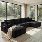 The Avrion Black U-Shaped Sectional Sofa
