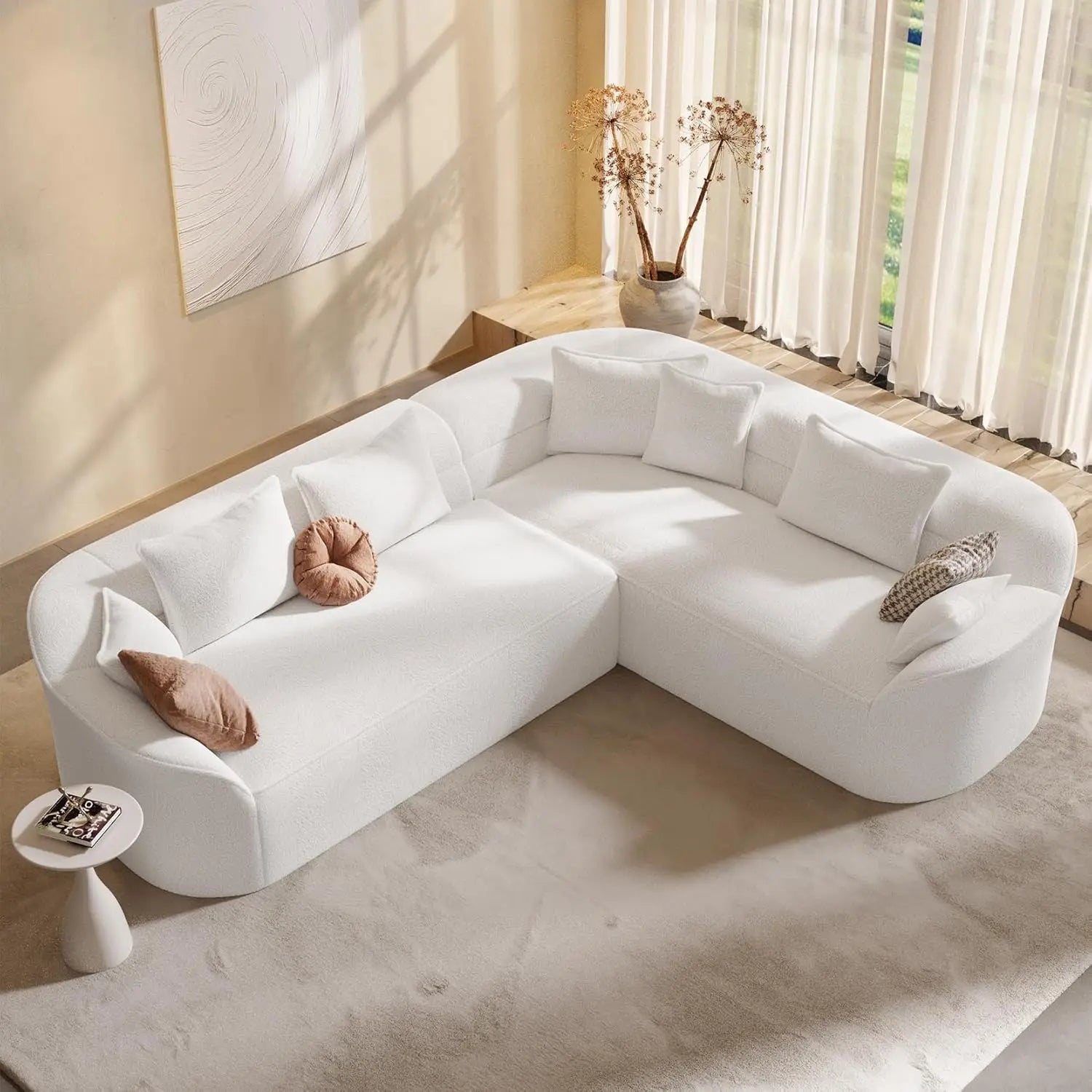 The Ravello White L-Shaped Sectional Sofa