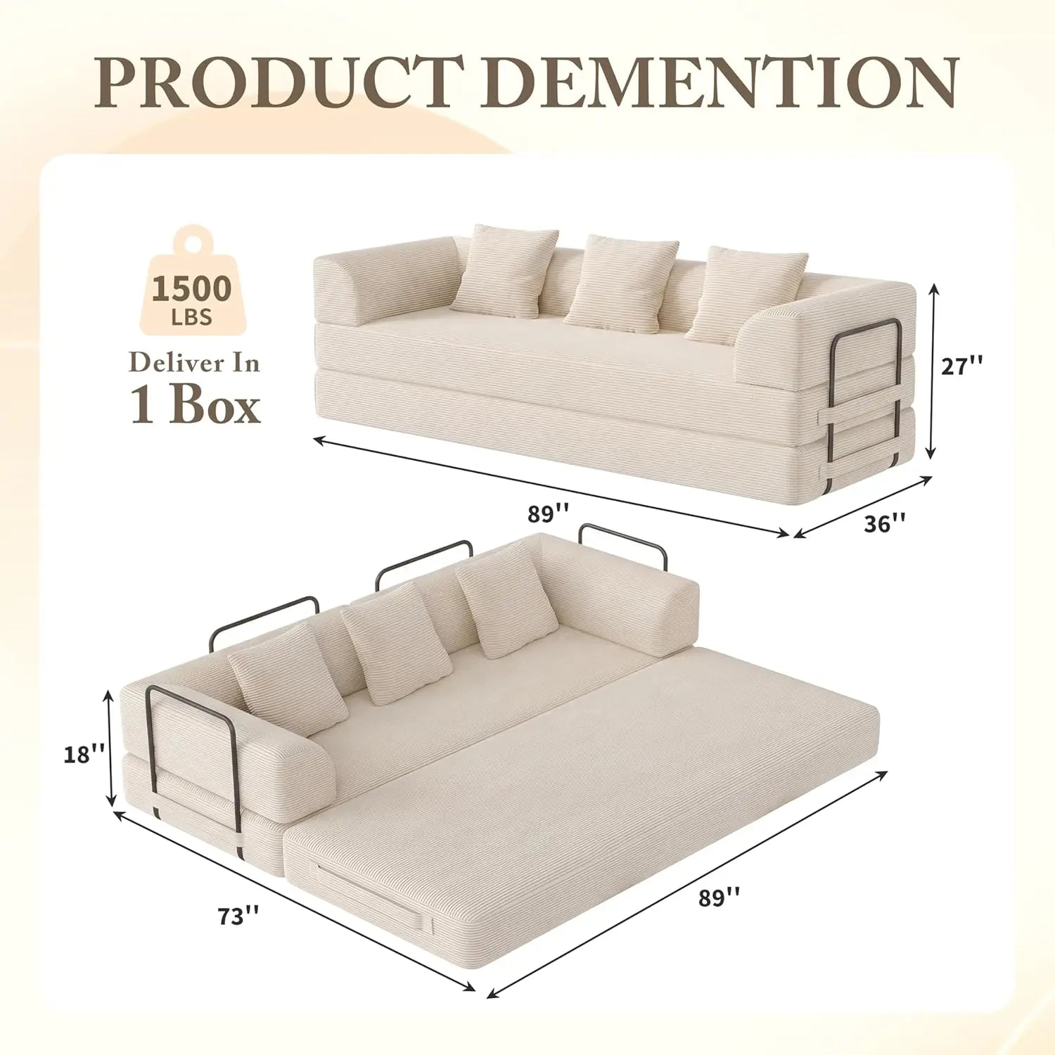 The Alviero Beige Sleeper Couch