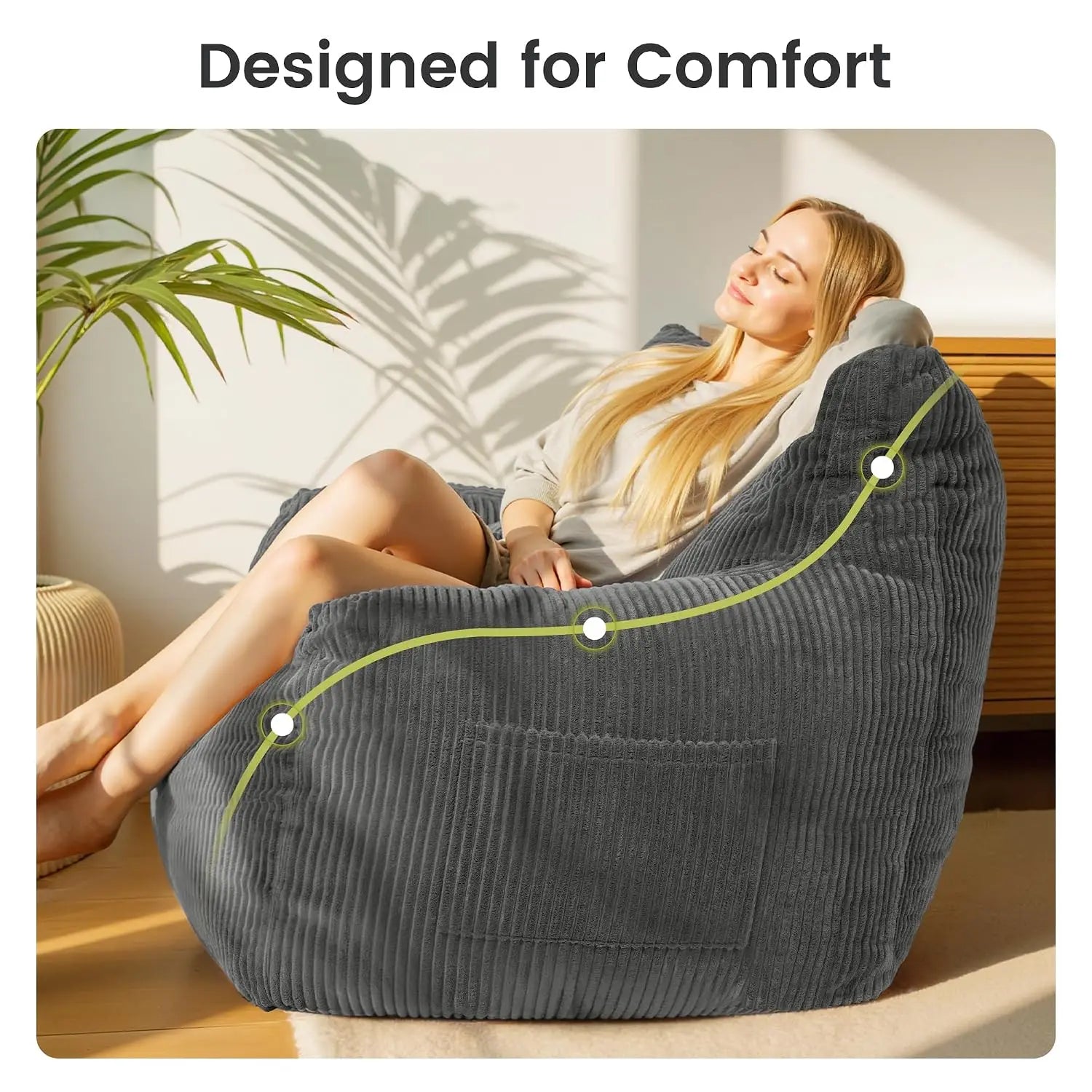 The Vortan Grey Deep Seat Boneless Sofa
