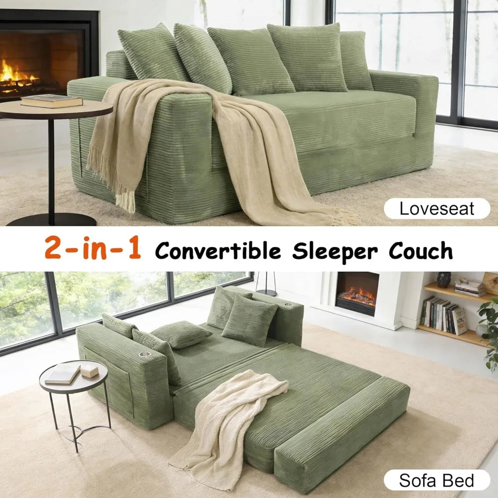The Velaro Beige Convertible Sofa Bed