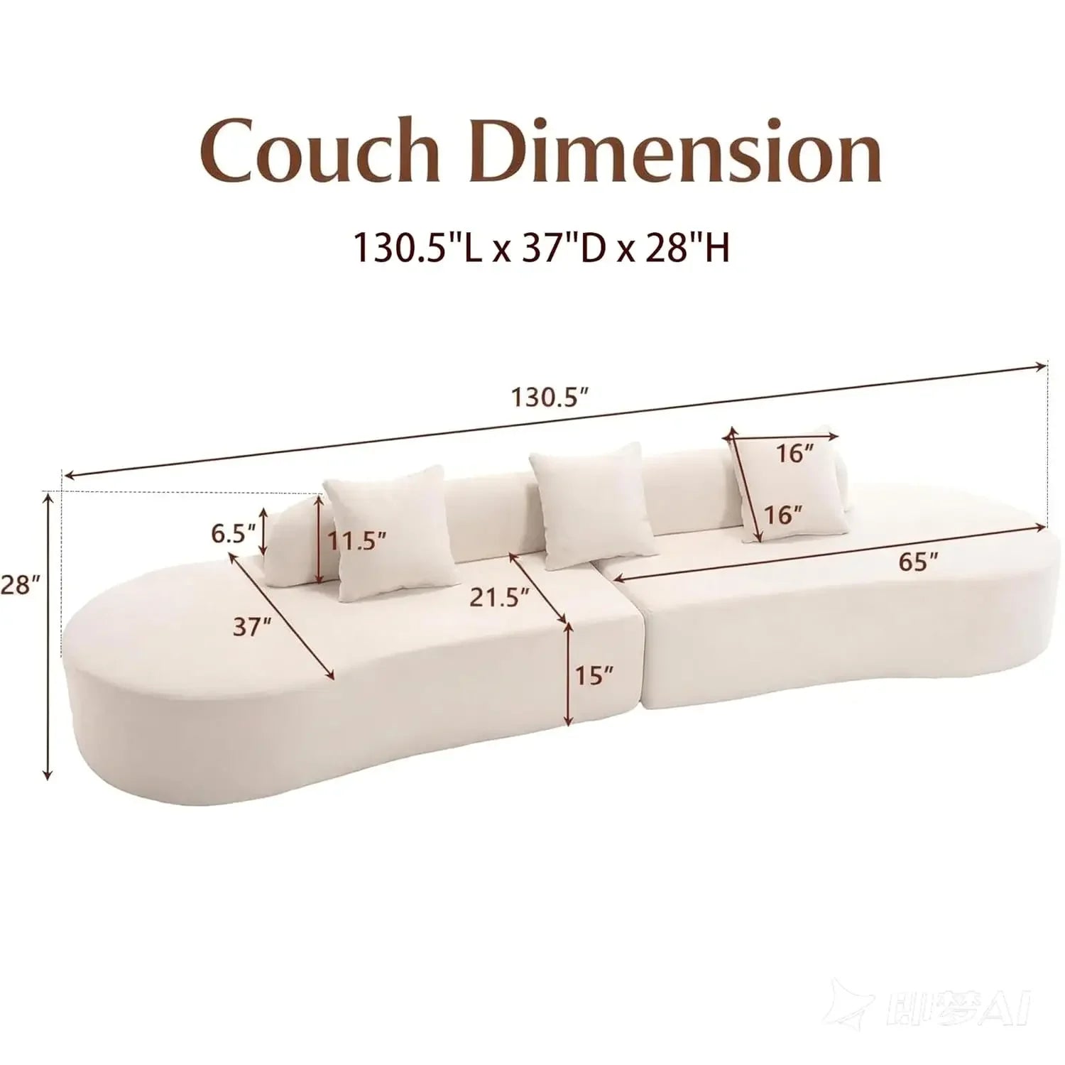 The Vionna Brown Curved Cloud Sofa