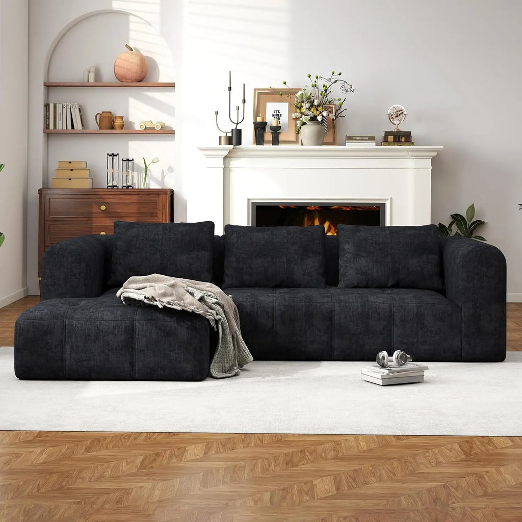 The Renova Black Chaise Lounge Couch