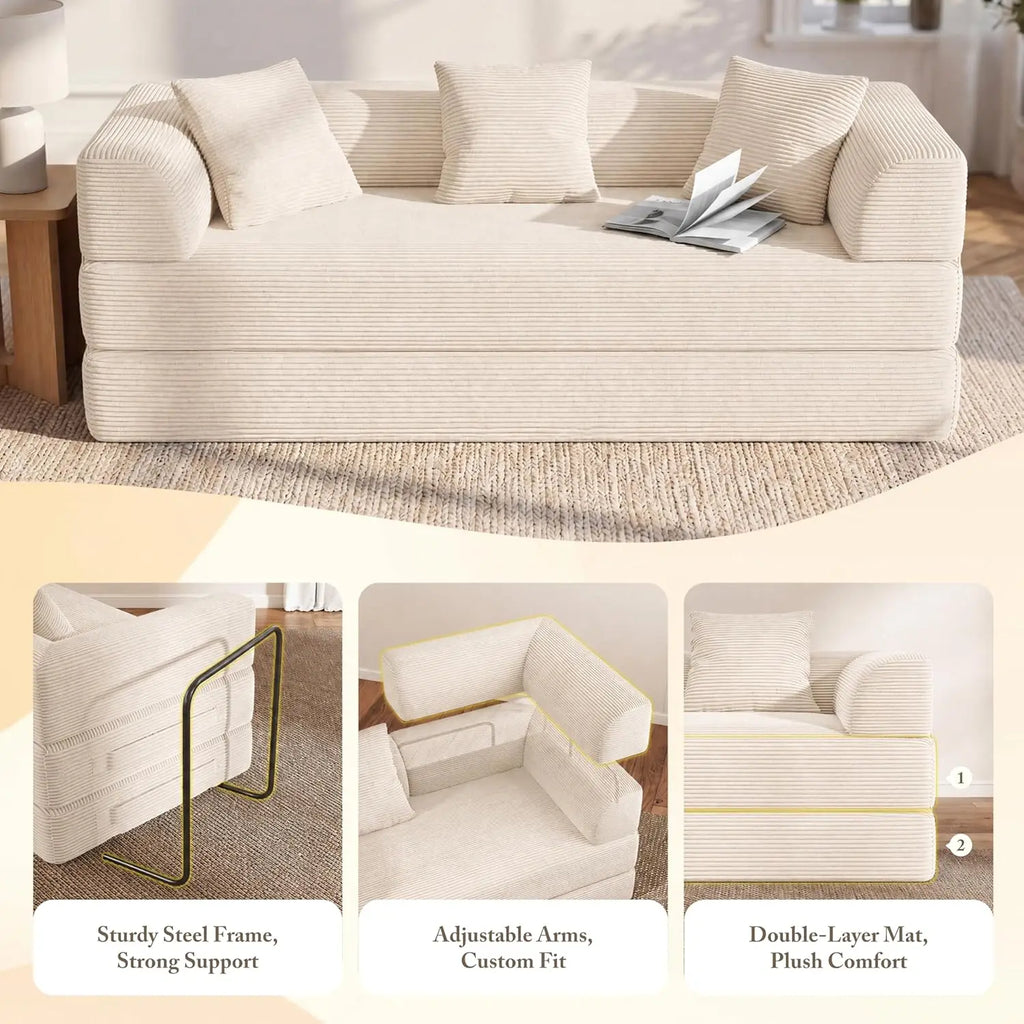 The Alviero Beige Sleeper Couch