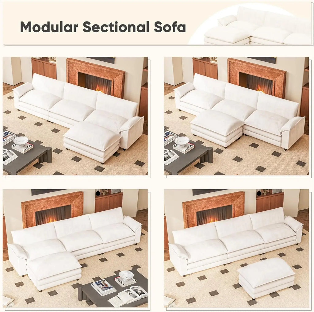 The Varenzo Blue L-Sectional Sofa
