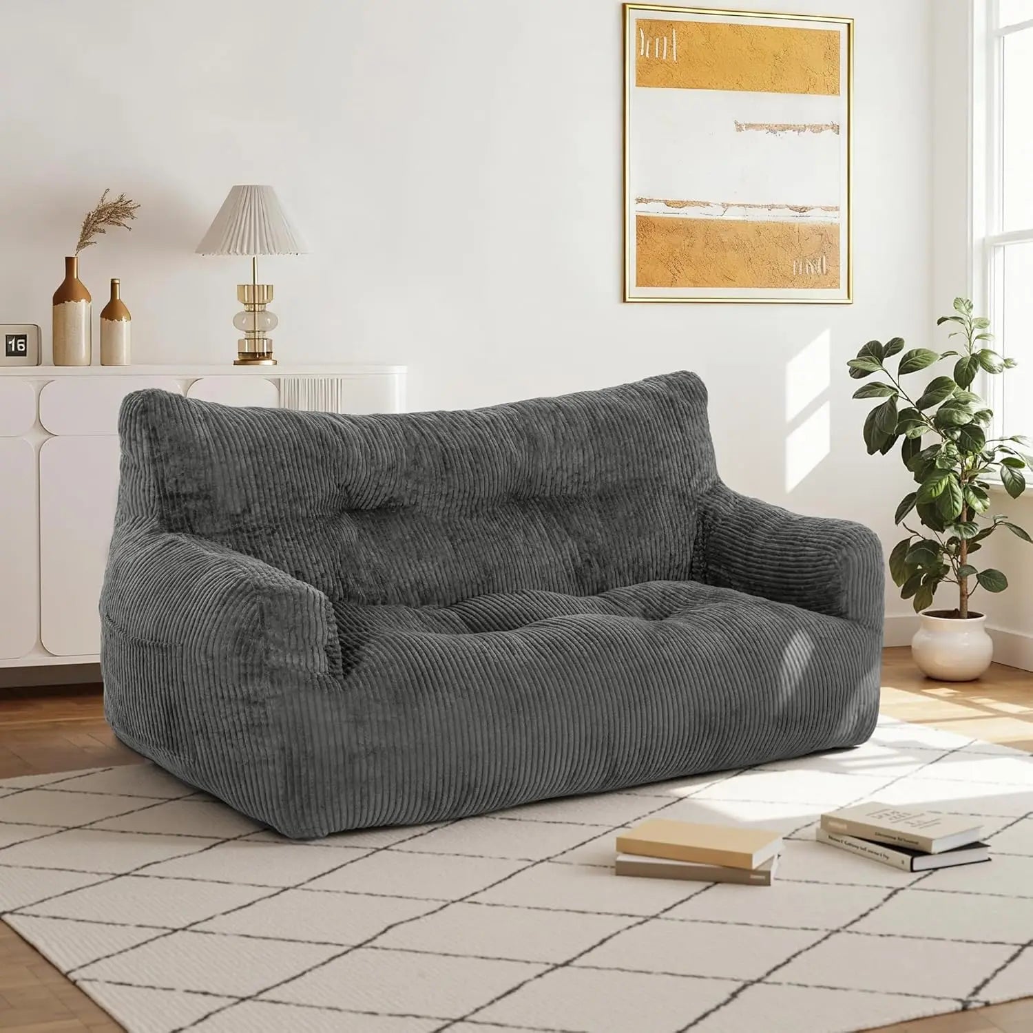 The Vortan Grey Deep Seat Boneless Sofa