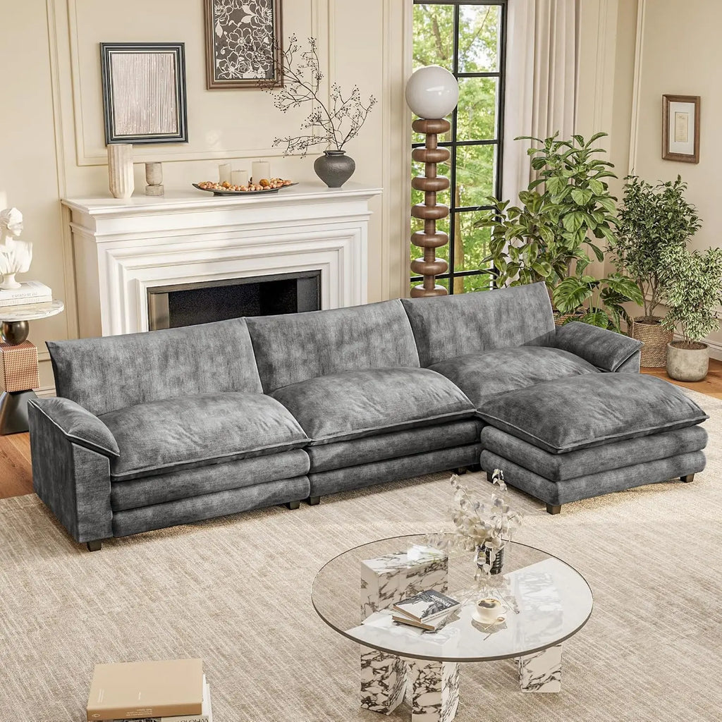 The Varenzo Grey L-Sectional Sofa