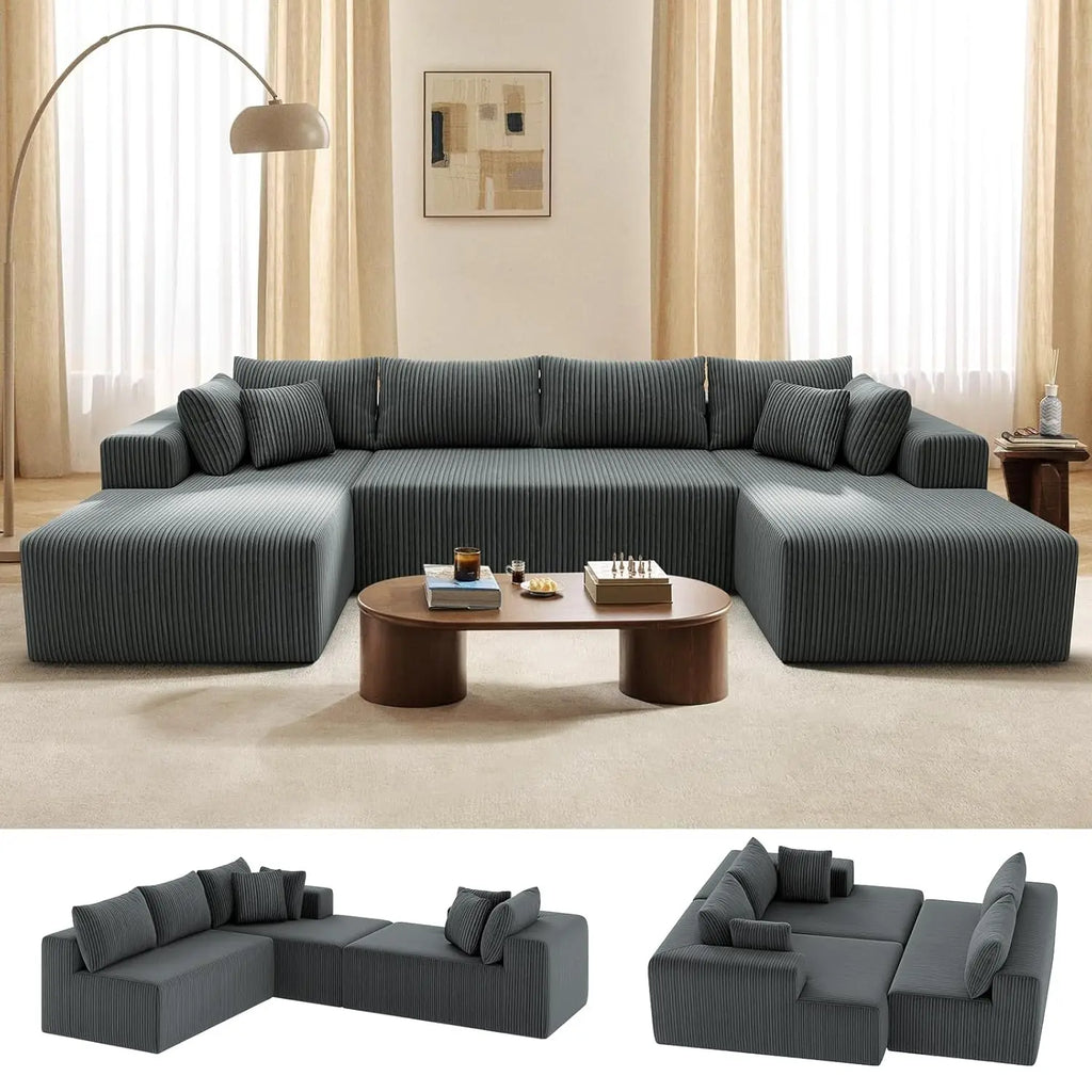 The Dravelle Grey U-Shaped Sectional Sofa