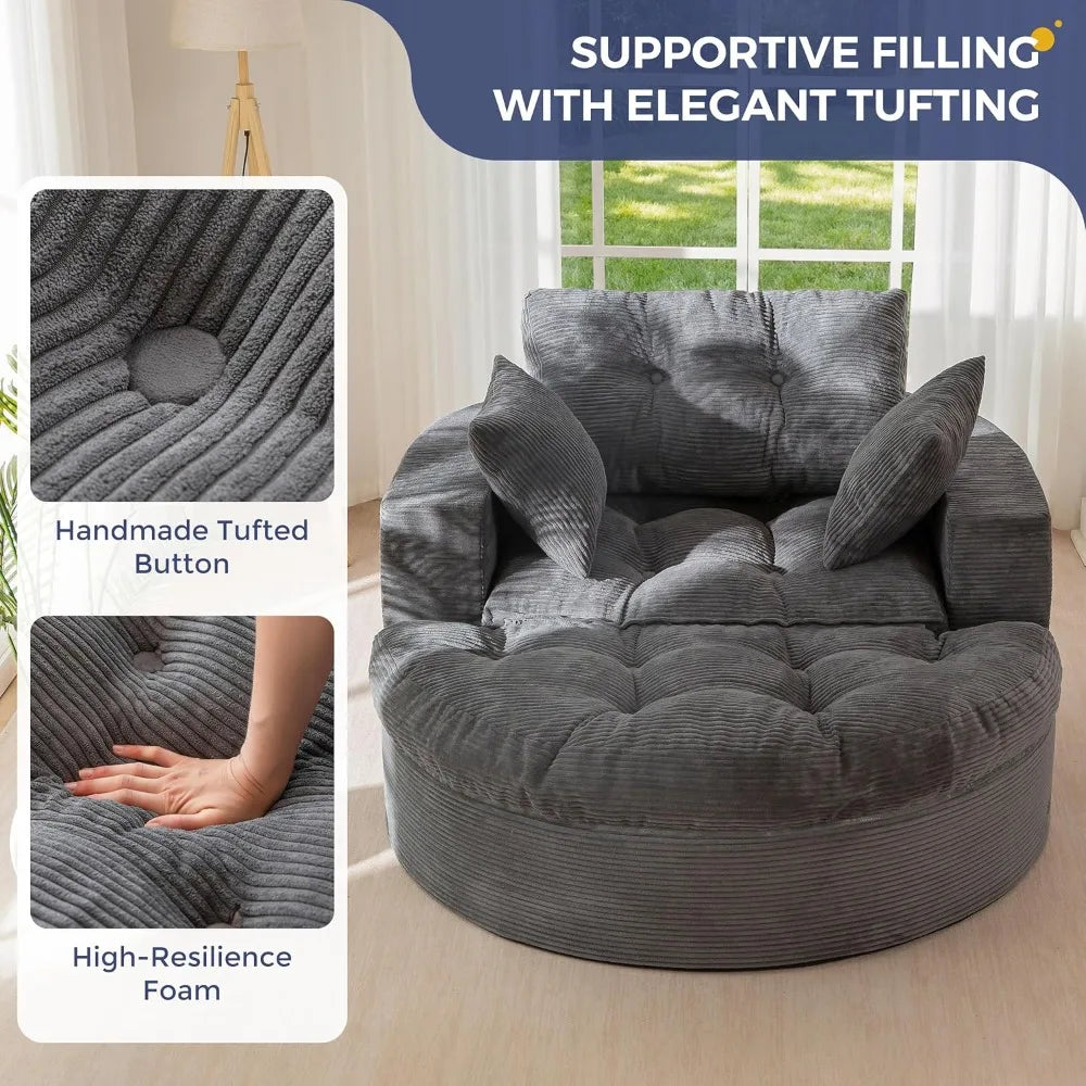 The Caelix Grey Corduroy Cloud Couch