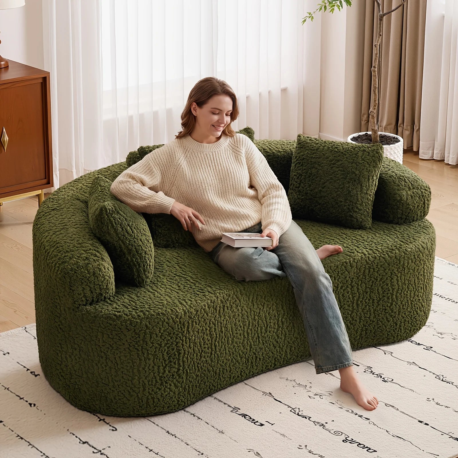 The Arvessa Green Loveseat Cloud Couch