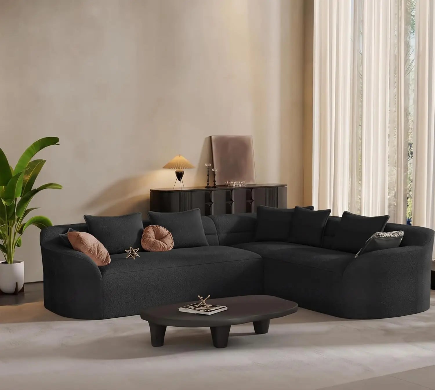 The Ravello Black L-Shaped Sectional Sofa