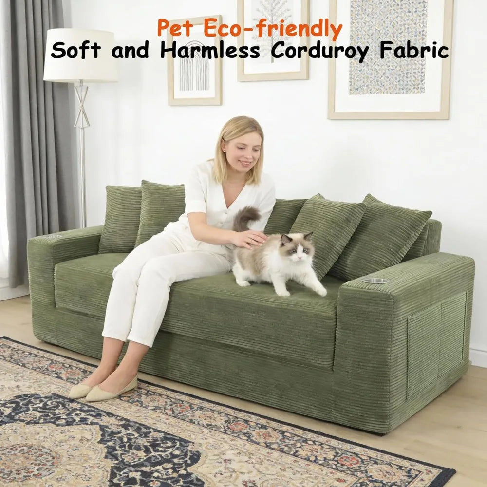 The Velaro Beige Convertible Sofa Bed