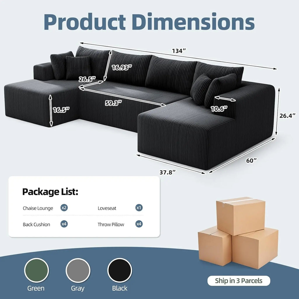 The Dravelle Grey U-Shaped Sectional Sofa