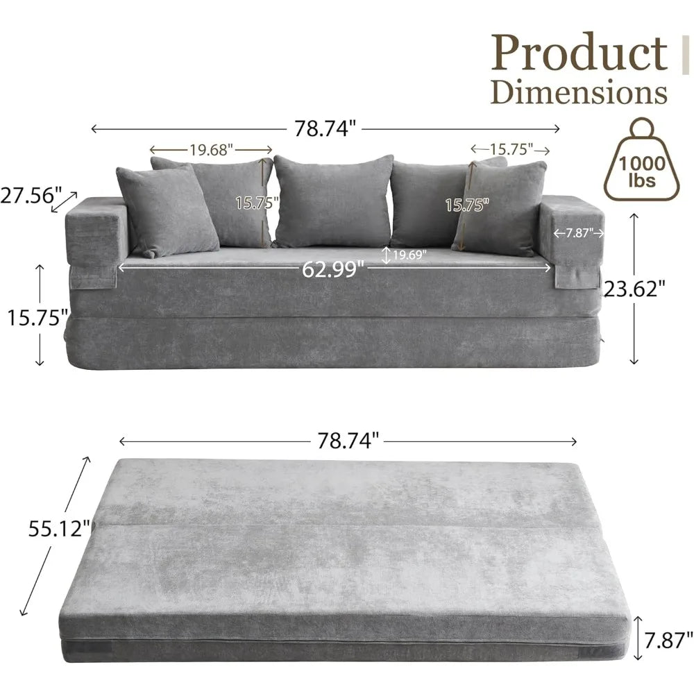 The Ashvane Grey Convertible Sleeper Couch