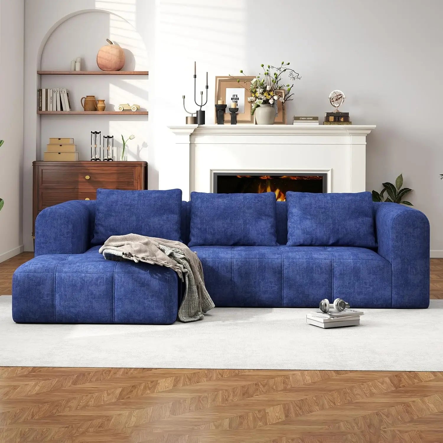 The Renova Blue Chaise Lounge Couch