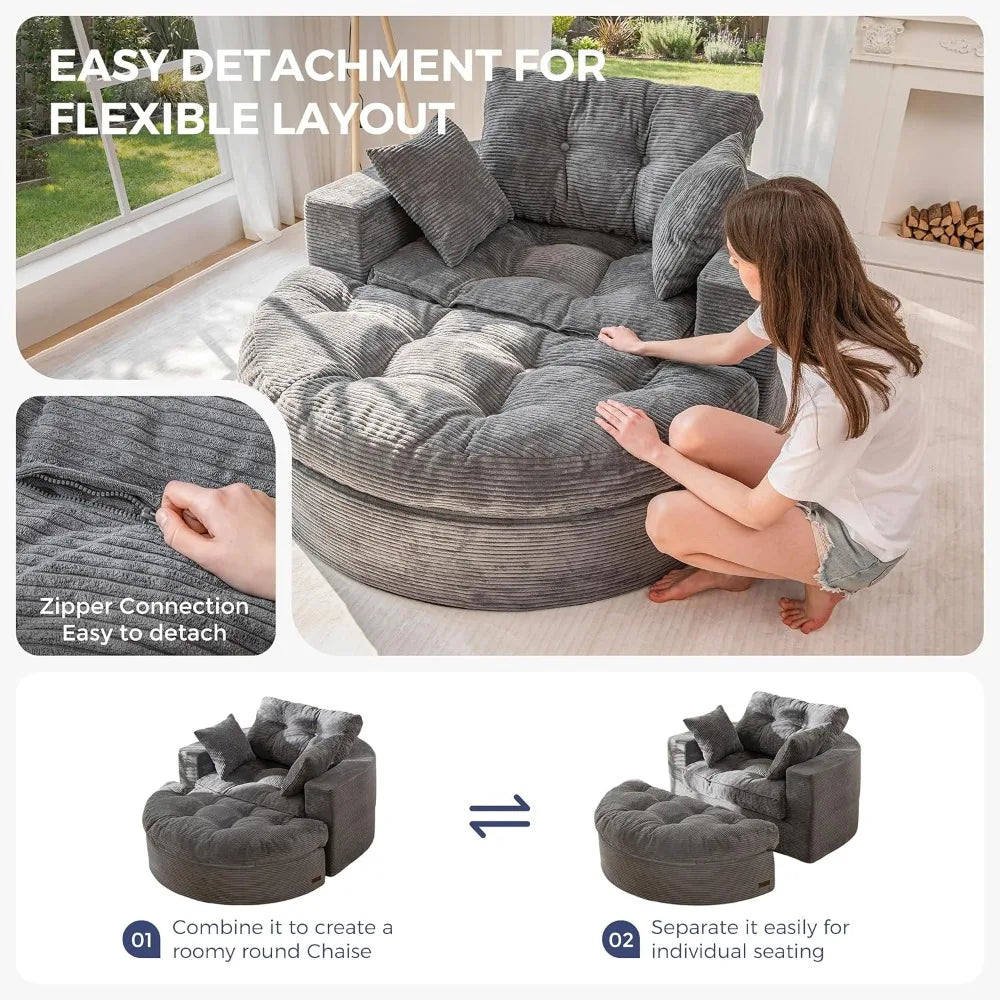 The Caelix Grey Corduroy Cloud Couch