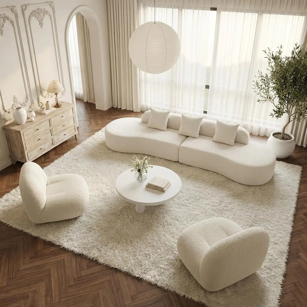 The Vionna Ivory Curved Cloud Sofa