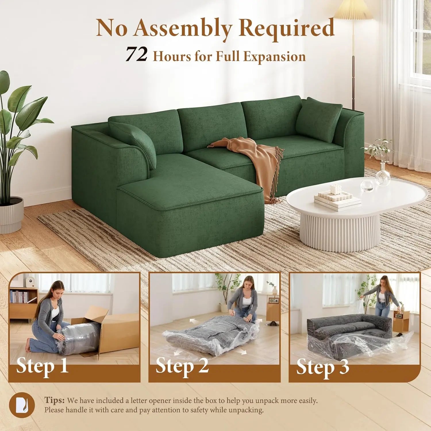The Vellano Beige L-Shaped Cloud Couch