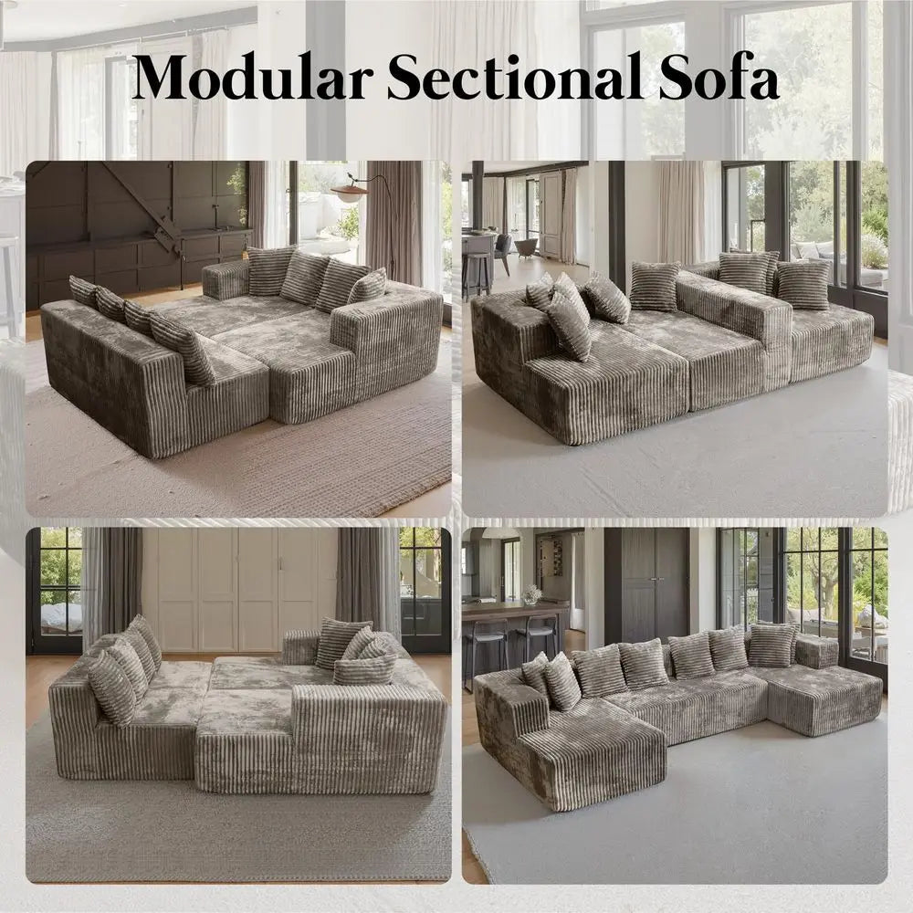 The Arkena Taupe U-Shaped Sectional Sofa