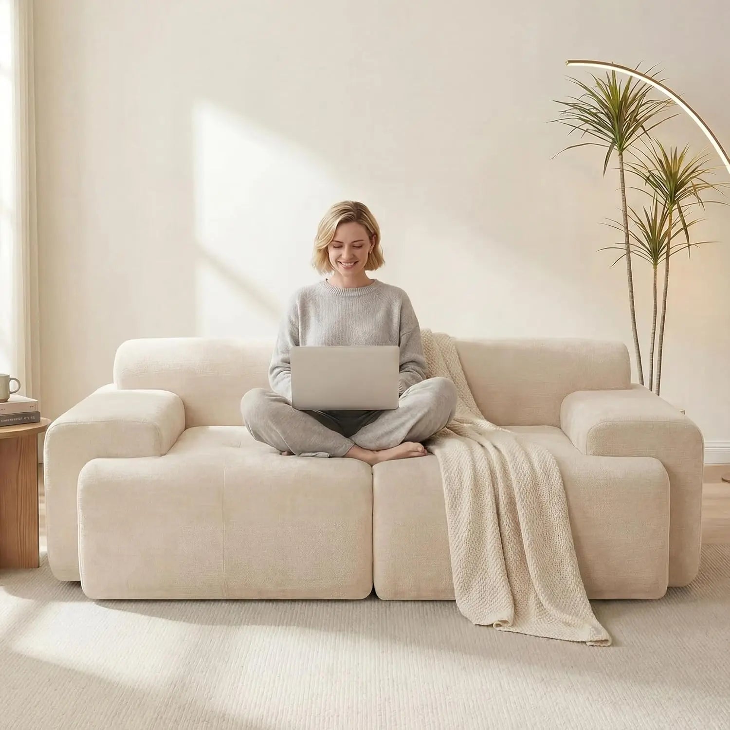 The Veylan Beige Loveseat Sofa