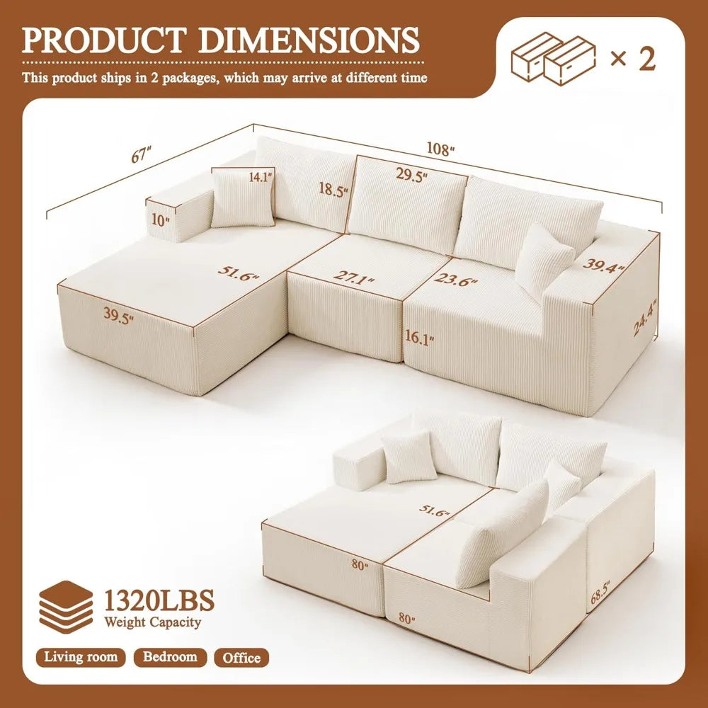 The Valmere L-Shaped Boneless Sectional Couch