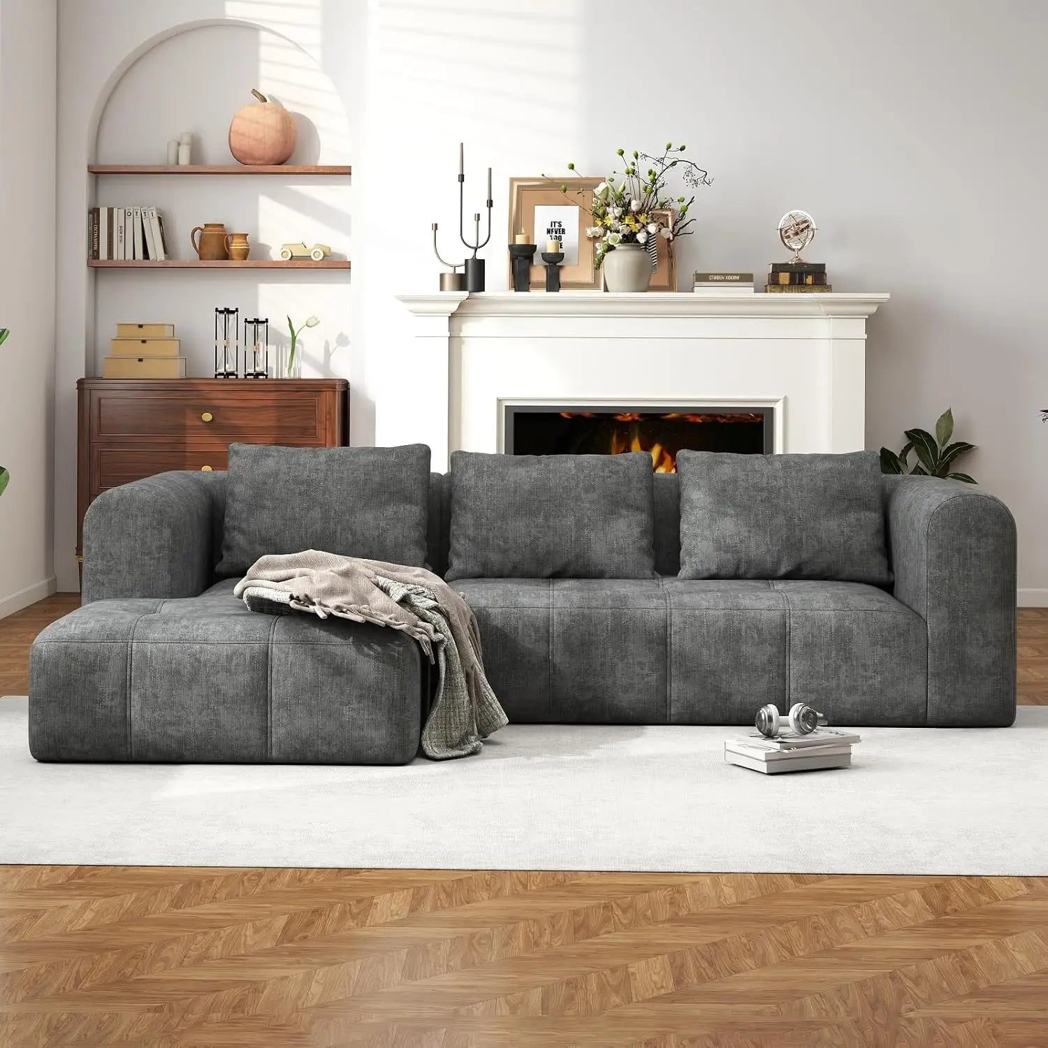 The Renova Grey Chaise Lounge Couch