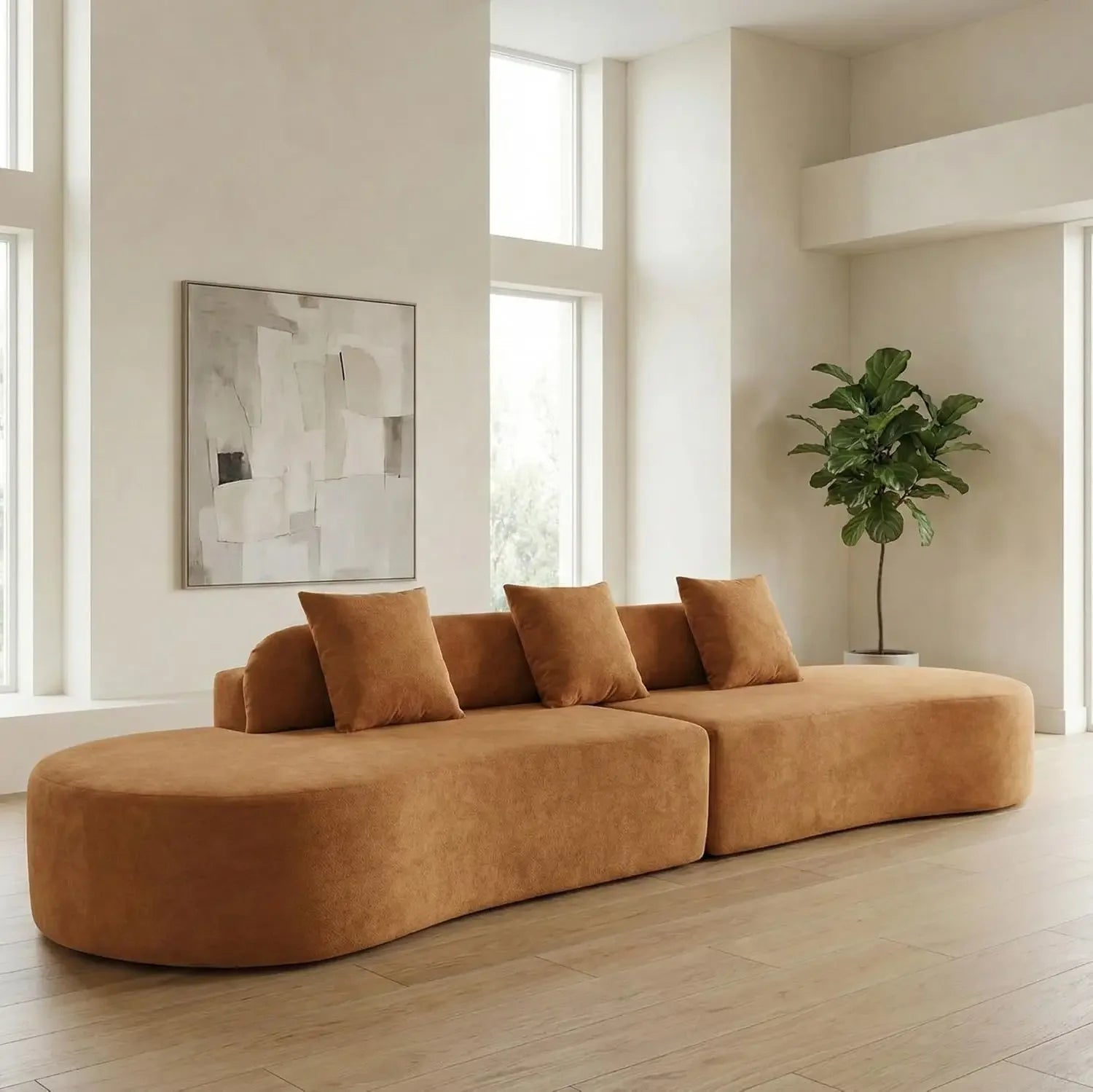 The Vionna Brown Curved Cloud Sofa