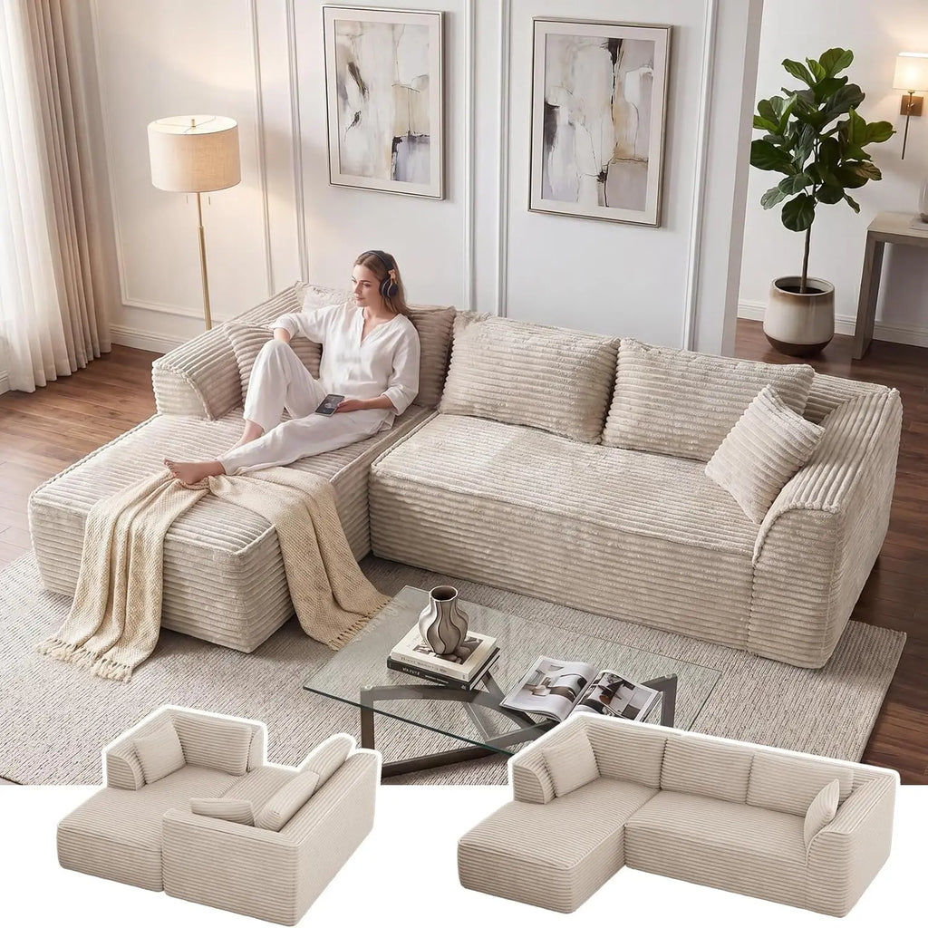 The Vellano Ivory L-Shaped Cloud Couch