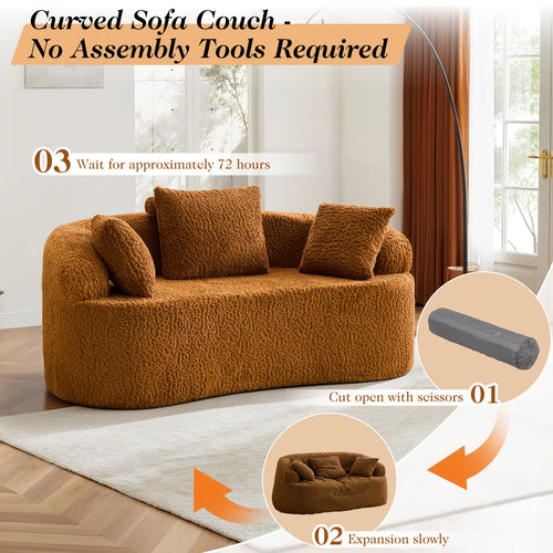 The Arvessa Brown Loveseat Cloud Couch