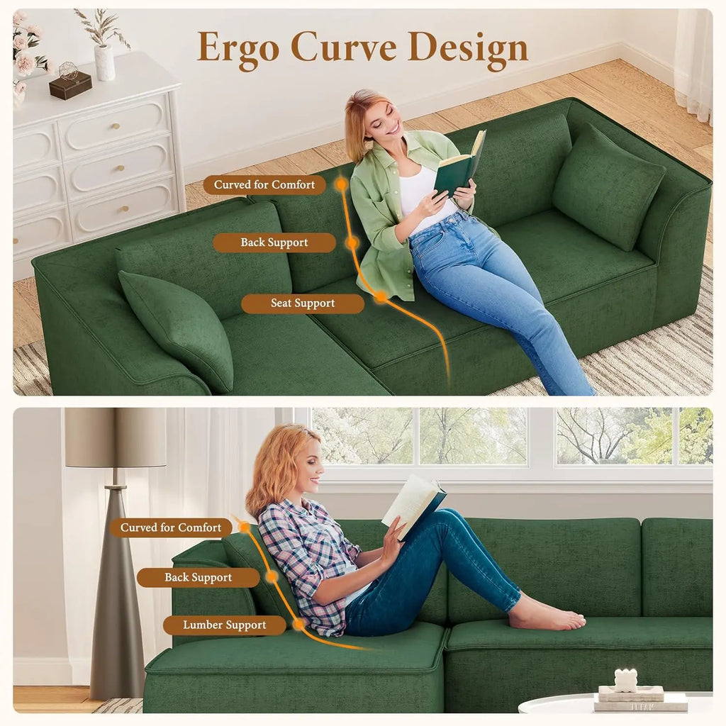 The Vellano Green L-Shaped Cloud Couch