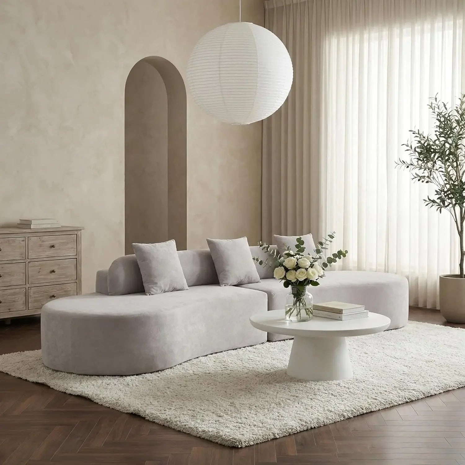 The Vionna Grey Curved Cloud Sofa