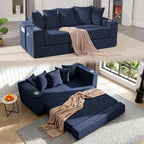 The Velaro Blue Convertible Sofa Bed