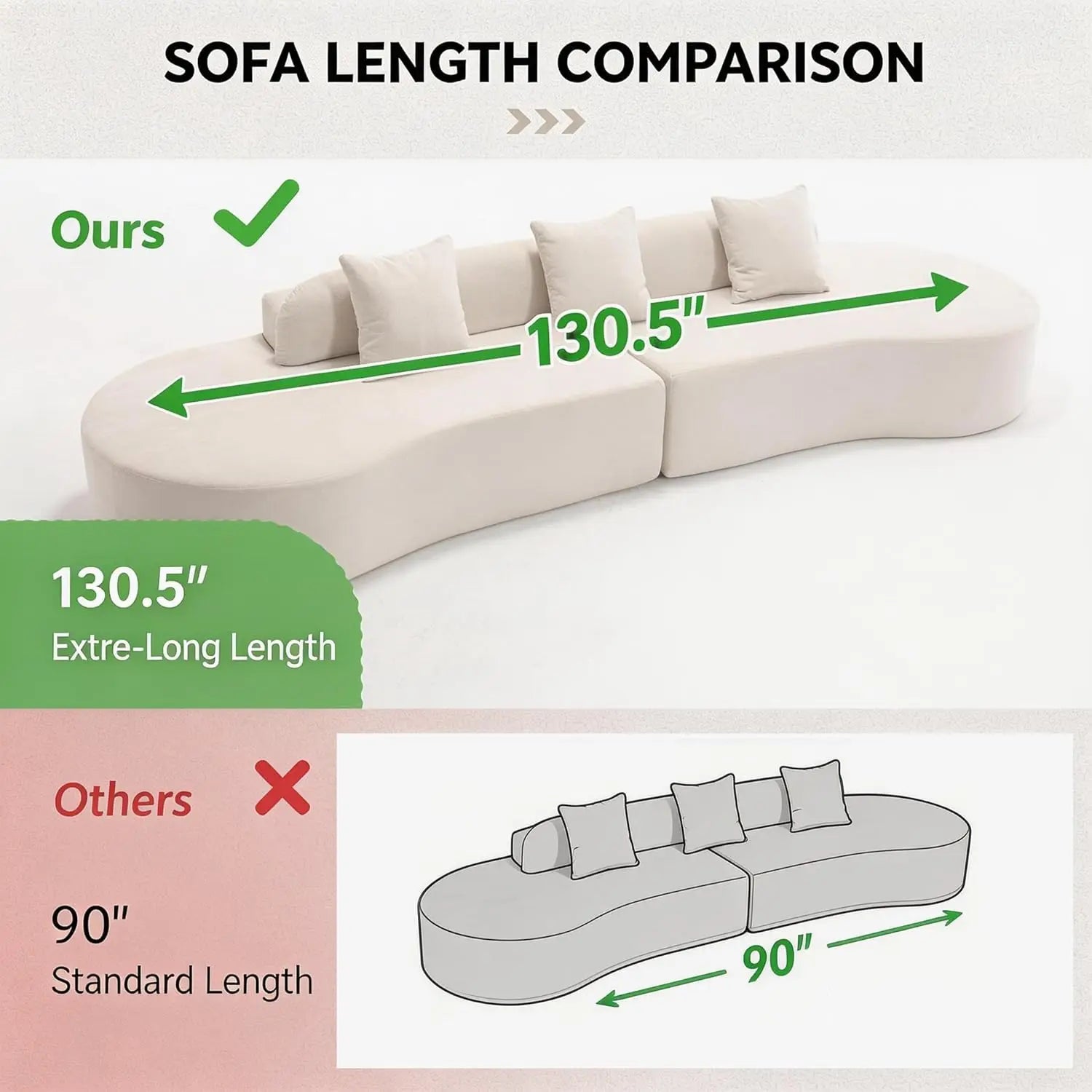 The Vionna Ivory Curved Cloud Sofa