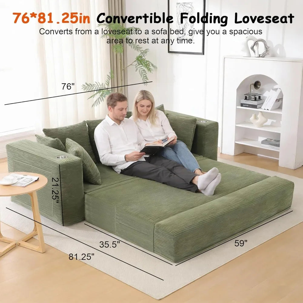 The Velaro Green Convertible Sofa Bed